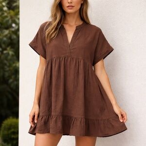 NWT Show po current Calissa mini dress size 12 chocolate tiered boho Y2K summer